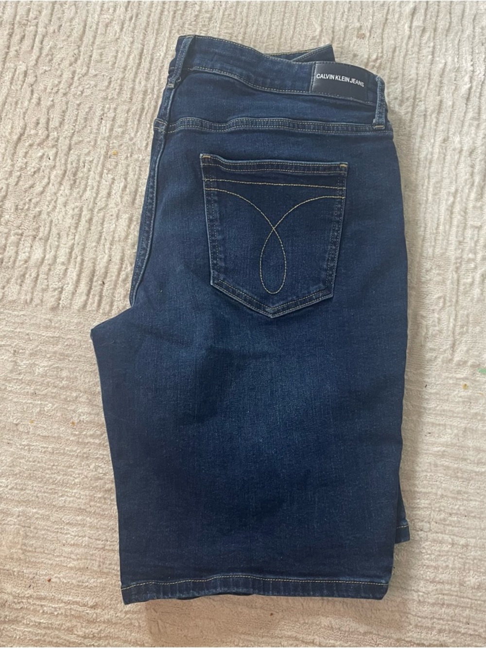 Calvin Klein Bermuda Jean Shorts 5 Pocket Size 14 Dark Wash - Picture 2 of 11